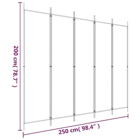 vidaXL Parawan 5-panelowy, antracytowy, 250x200 cm, tkanina