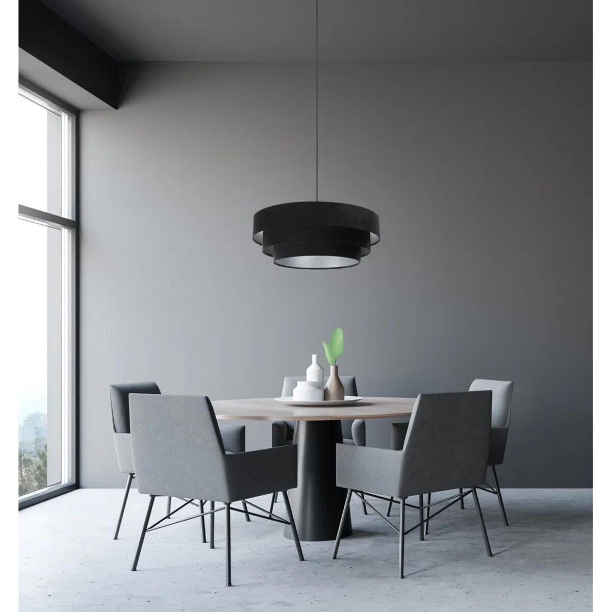 Lampa wisząca TRIO czarna/srebrna