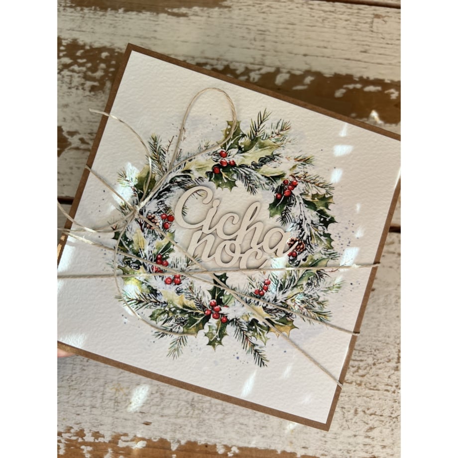 Kartka świąteczna ręcznie robiona na Boże Narodzenie - Cicha Noc
