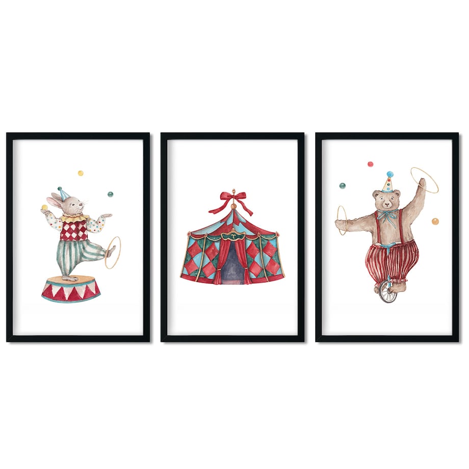 3 x plakat dla dzieci | zestaw cyrk 20x30