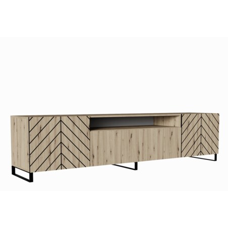 Szafka RTV IGO 200 cm na metalowych nogach, do salonu, jodełka- artisan