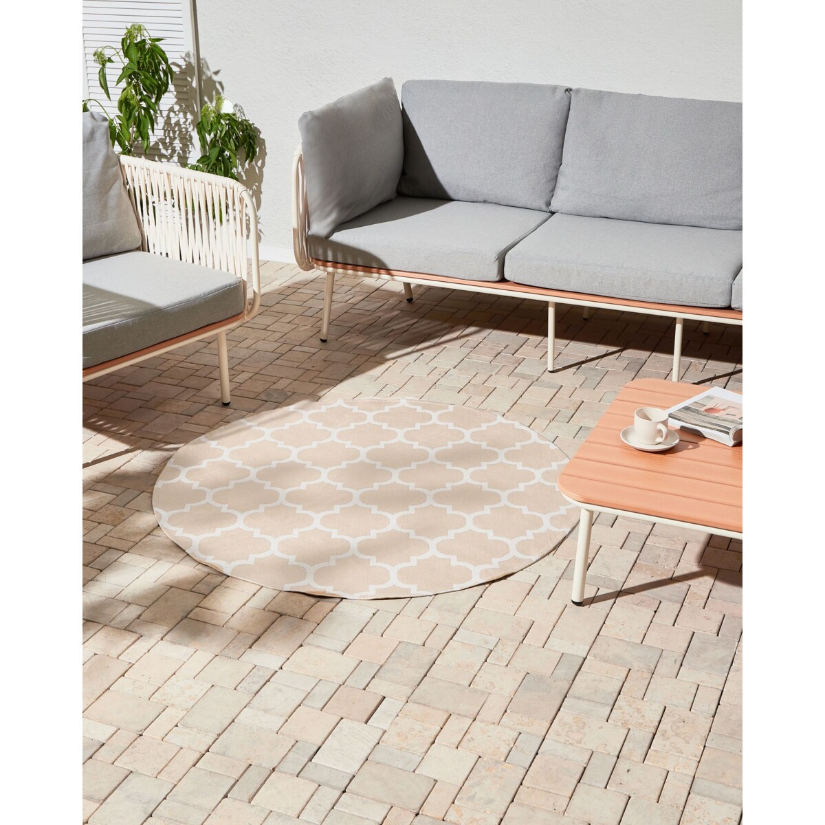 Dywan zewnętrzny MOSORE Beżowy ø 120 cm