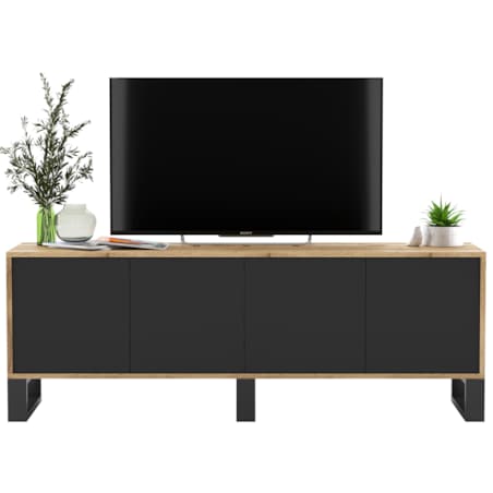 Szafka RTV Loft Komoda Industrialna Dąb Wotan Czarny MAT 150 cm