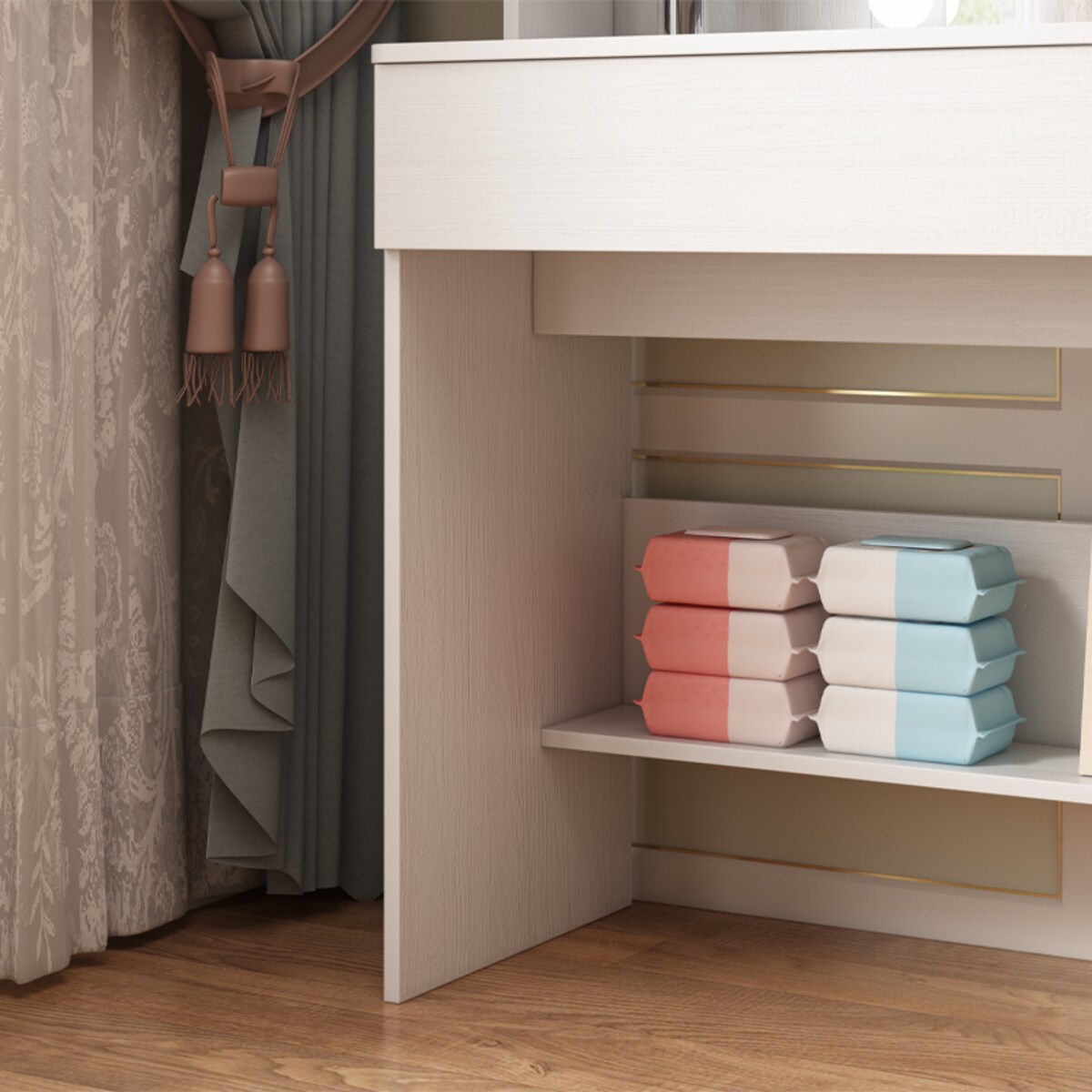 Toaletka kosmetyczna makijażu wizażu z lustrem led nowoczesna loft 110 cm