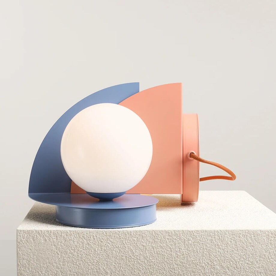 Stołowa lampka salonowa Una 1125B16 Aldex kule molekuły szkło metal niebieska