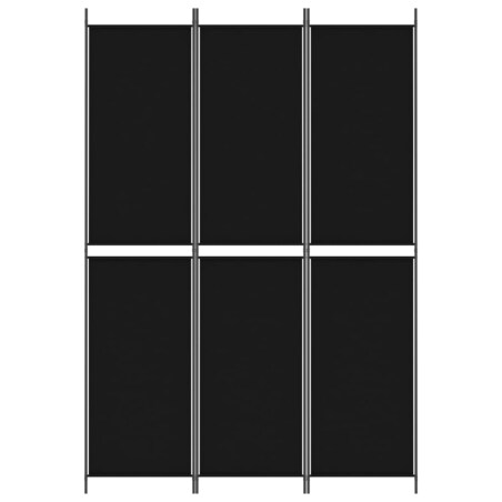 vidaXL Parawan 3-panelowy, czarny, 150x220 cm, tkanina