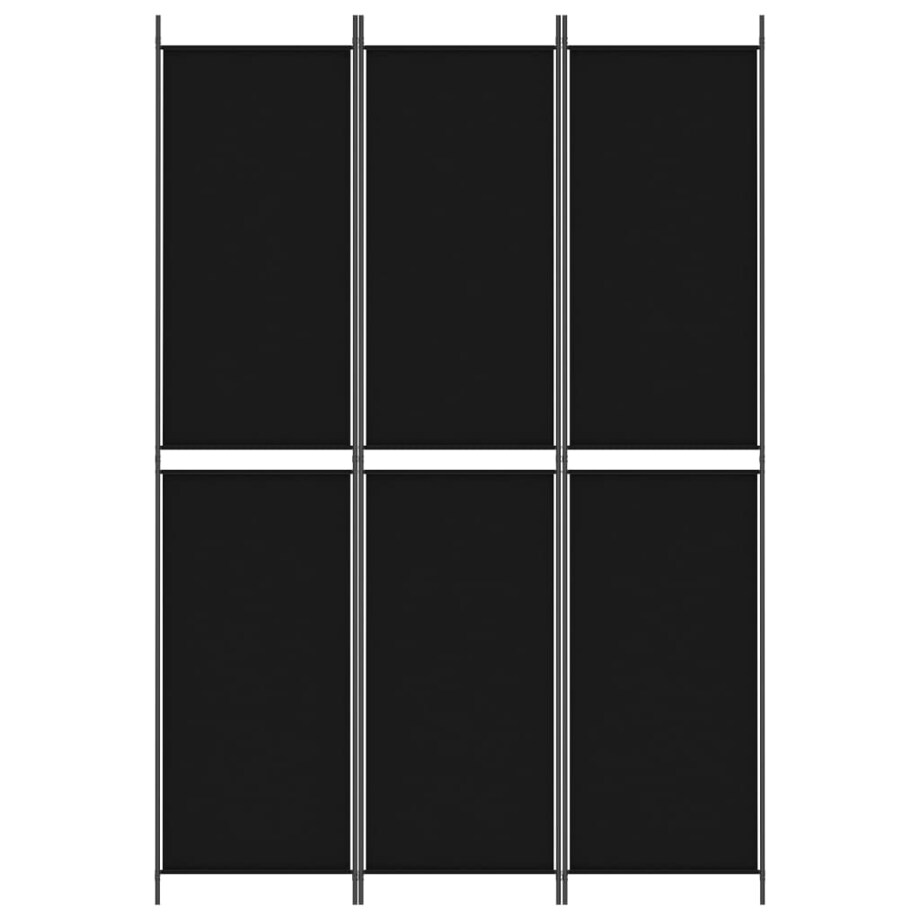 vidaXL Parawan 3-panelowy, czarny, 150x220 cm, tkanina