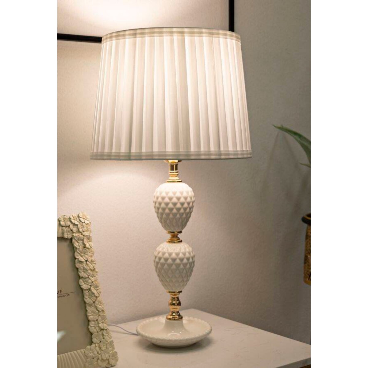 Lampa stołowa z ozdobną bazą TORRE, 57 cm