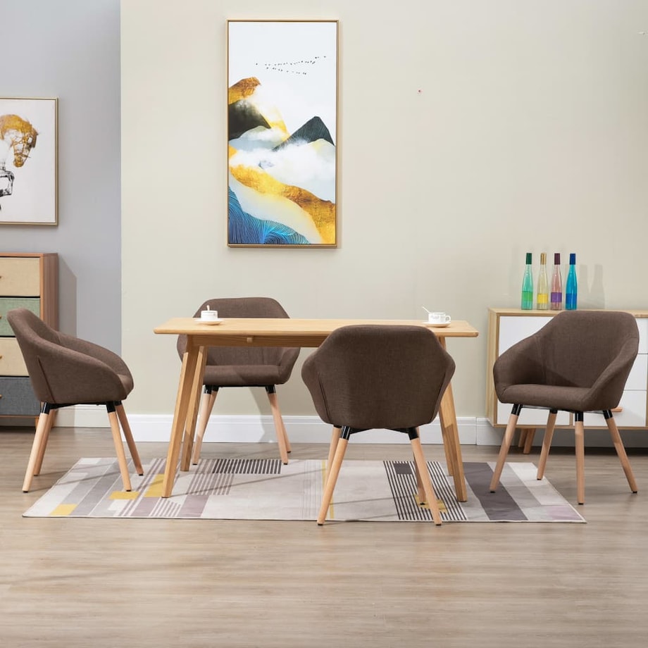 vidaXL Krzesła do jadalni, 4 szt., brązowe, tapicerowane tkaniną