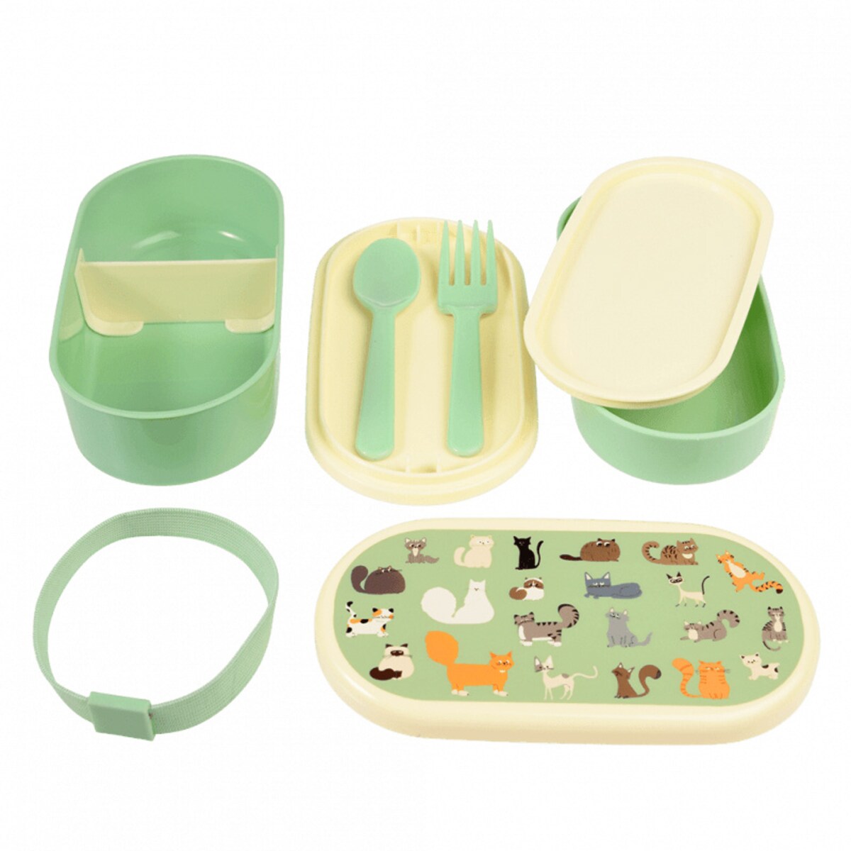 Lunchbox Bento ze sztućcami dla dzieci, Koty, Rex London