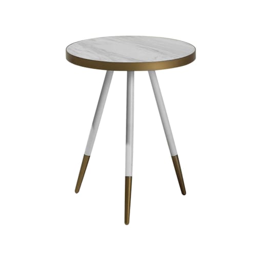 Stolik pomocniczy efekt marmuru biało-złoty RAMONA