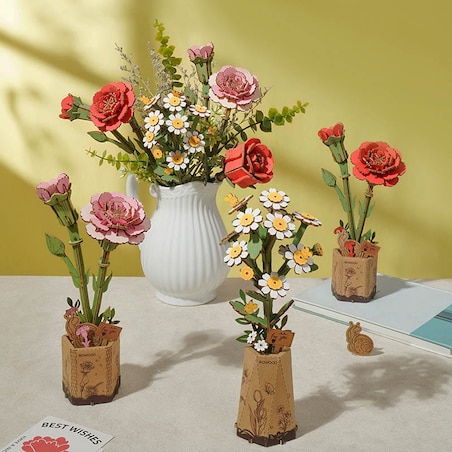 Czerwony goździk DIY - kwiaty Robotime