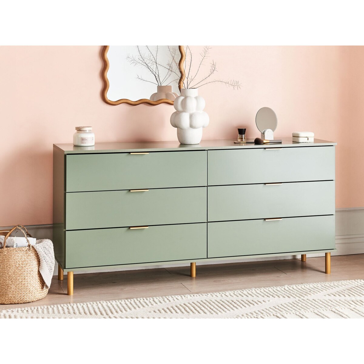 Komoda 6 szuflad WALPOLE Zielony