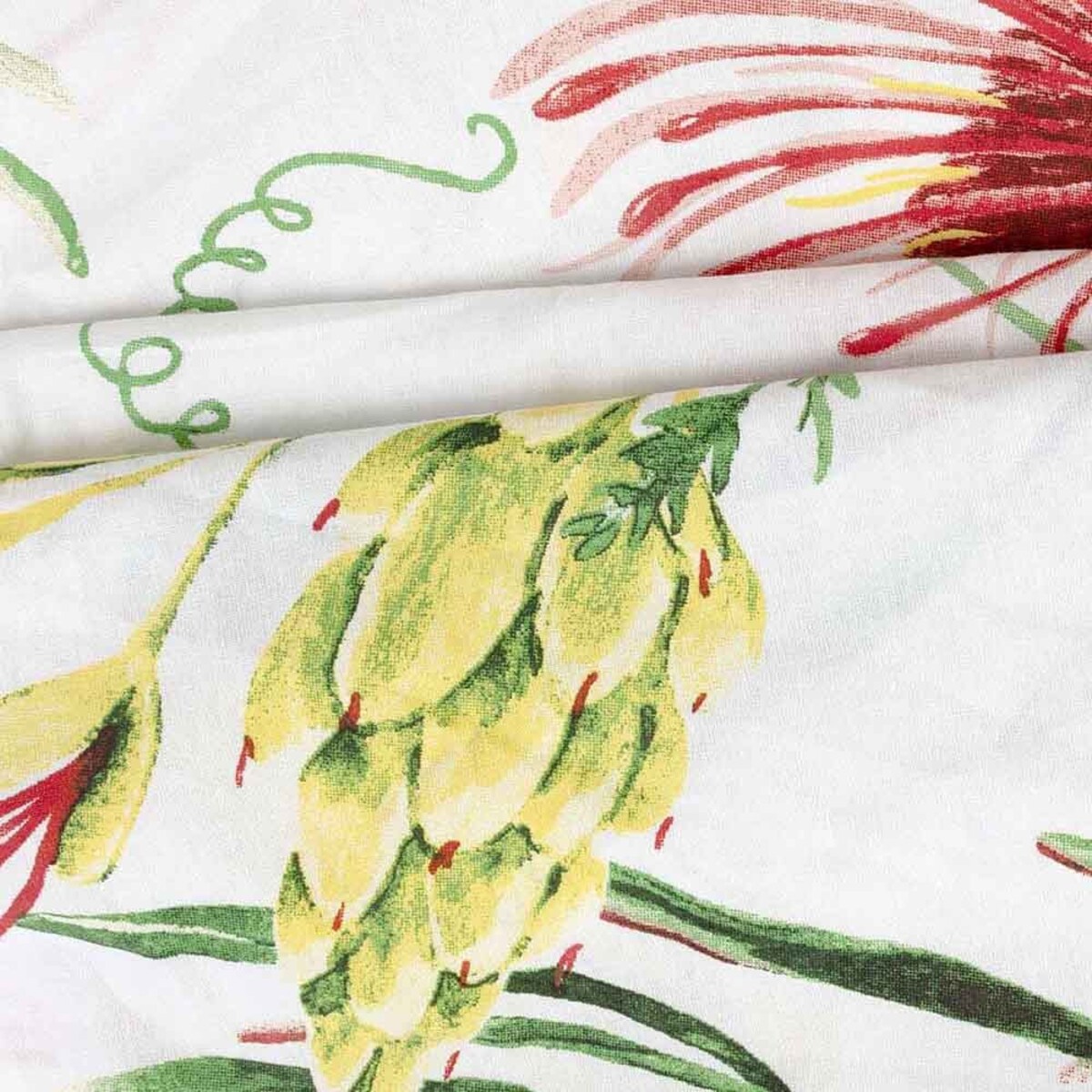 Poszewka dekoracyjna bawełniana 40x40 Sunny Bloom biała w kolorowe letnie kwiaty, Cottonlove, Darymex