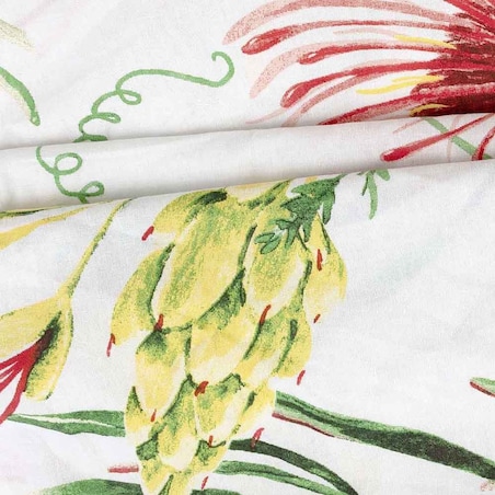Poszewka dekoracyjna bawełniana 40x40 Sunny Bloom biała w kolorowe letnie kwiaty, Cottonlove, Darymex