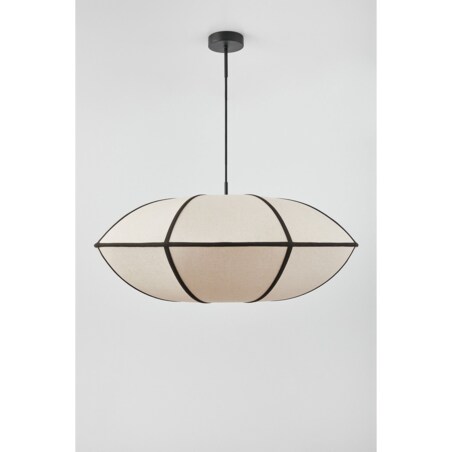 Lampa sufitowa lniana Patraix kremowo-czarna Ø70 cm