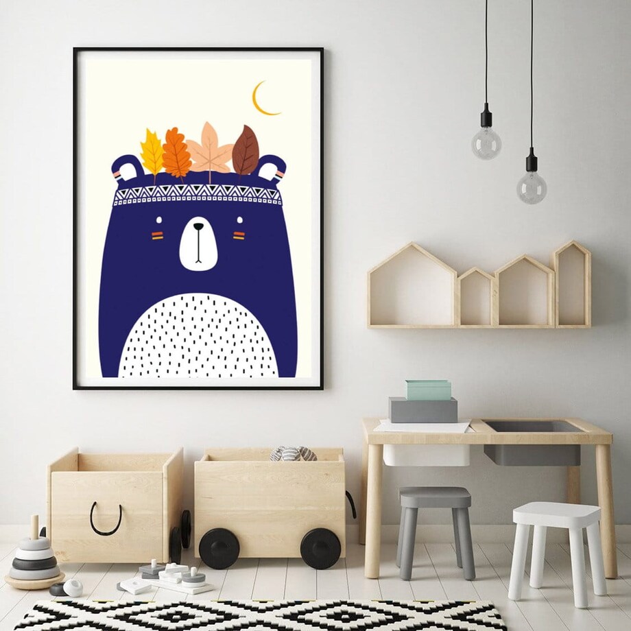 Poster Story, Plakat, Obraz - Niebieski Miś Wódz, wymiary 70 x 100 cm