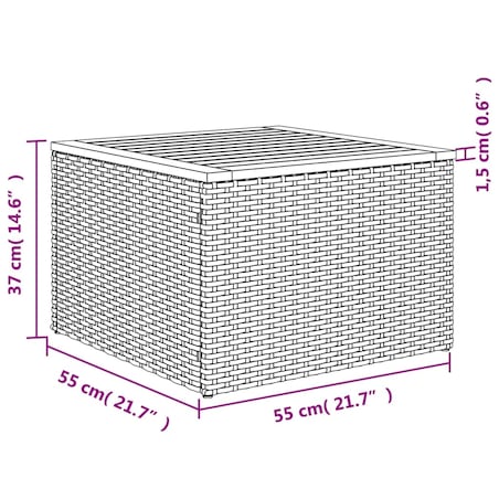 vidaXL Stół ogrodowy, beżowy 55x55x37 cm, rattan PE i drewno akacjowe