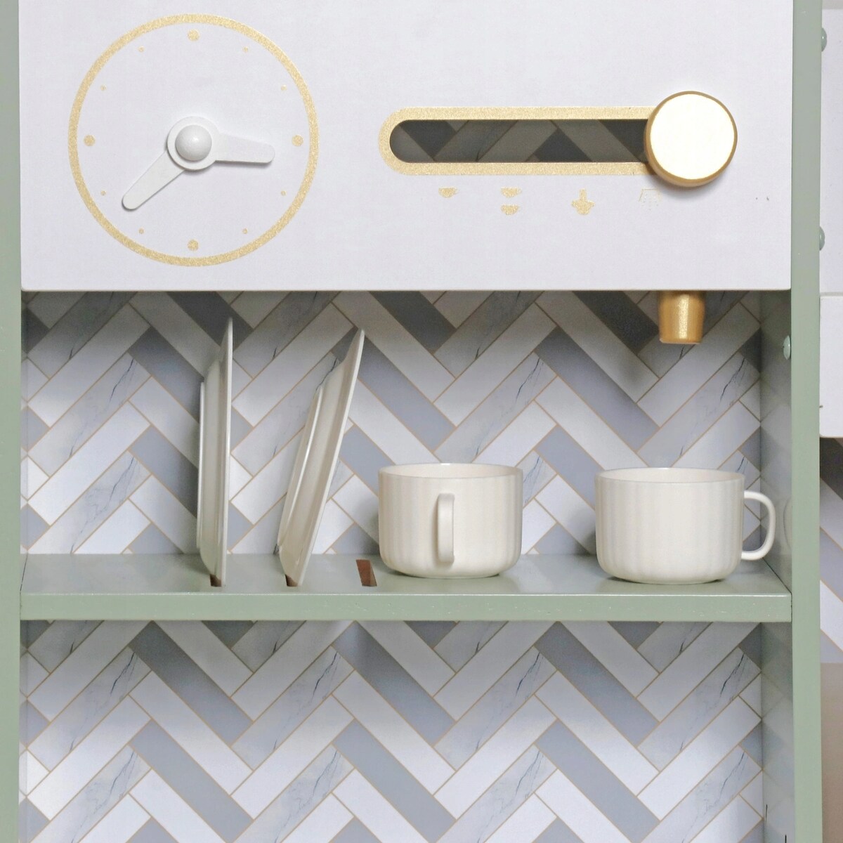 Drewniana kuchnia dla dzieci MintLux – duża kuchnia zabawkowa z dźwiękami, zlewem i akcesoriami 90 cm