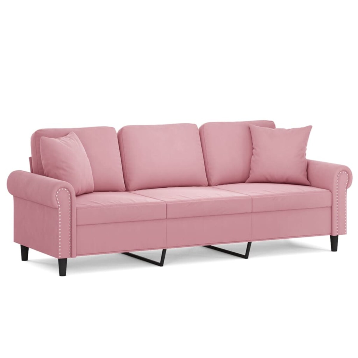 vidaXL 3-osobowa sofa z poduszkami, różowa, 180 cm, aksamit