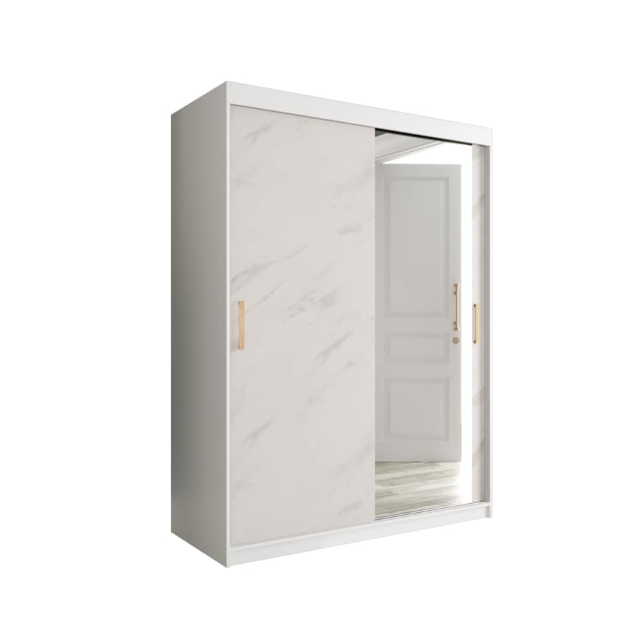 Szafa przesuwna Garderoba MARMUR T2 150 gł. 62 biały