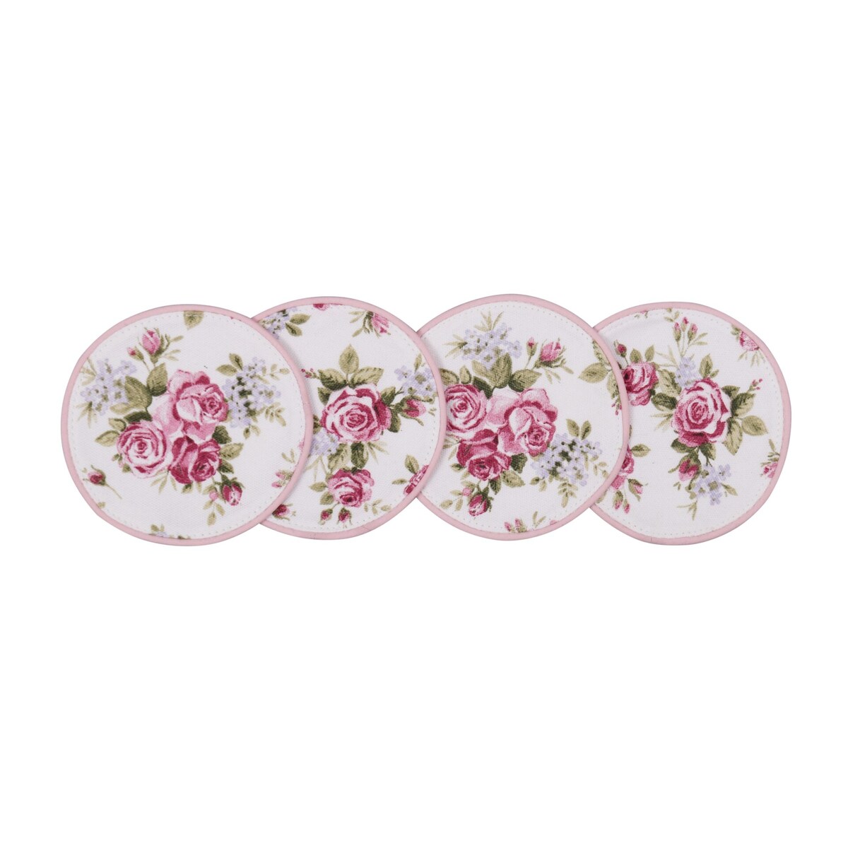 Mini dwustronne podkładki z motywem kwiatowym i eleganckich pasów Rose Garden & Stripes – komplet 4 szt.
