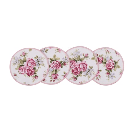 Mini dwustronne podkładki z motywem kwiatowym i eleganckich pasów Rose Garden & Stripes – komplet 4 szt.
