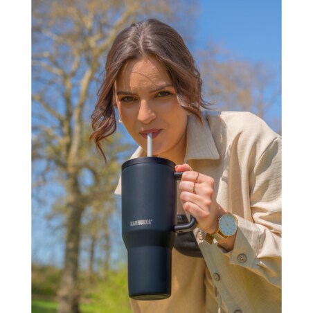 Kubek termiczny ze słomką 950ml Rio Tumbler czarny - Night Rider