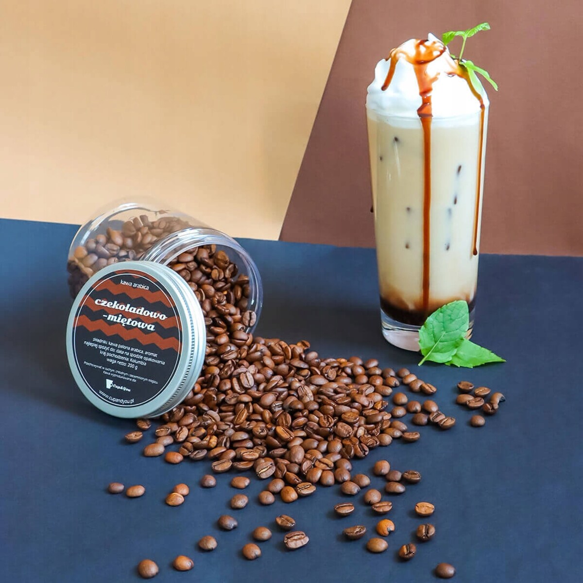 Kawa aromatyzowana smak CZEKOLADOWO - MIĘTOWA ziarnista ARABICA 200g na prezent upominek dla kobiety mężczyzny faceta mamy taty żony męża