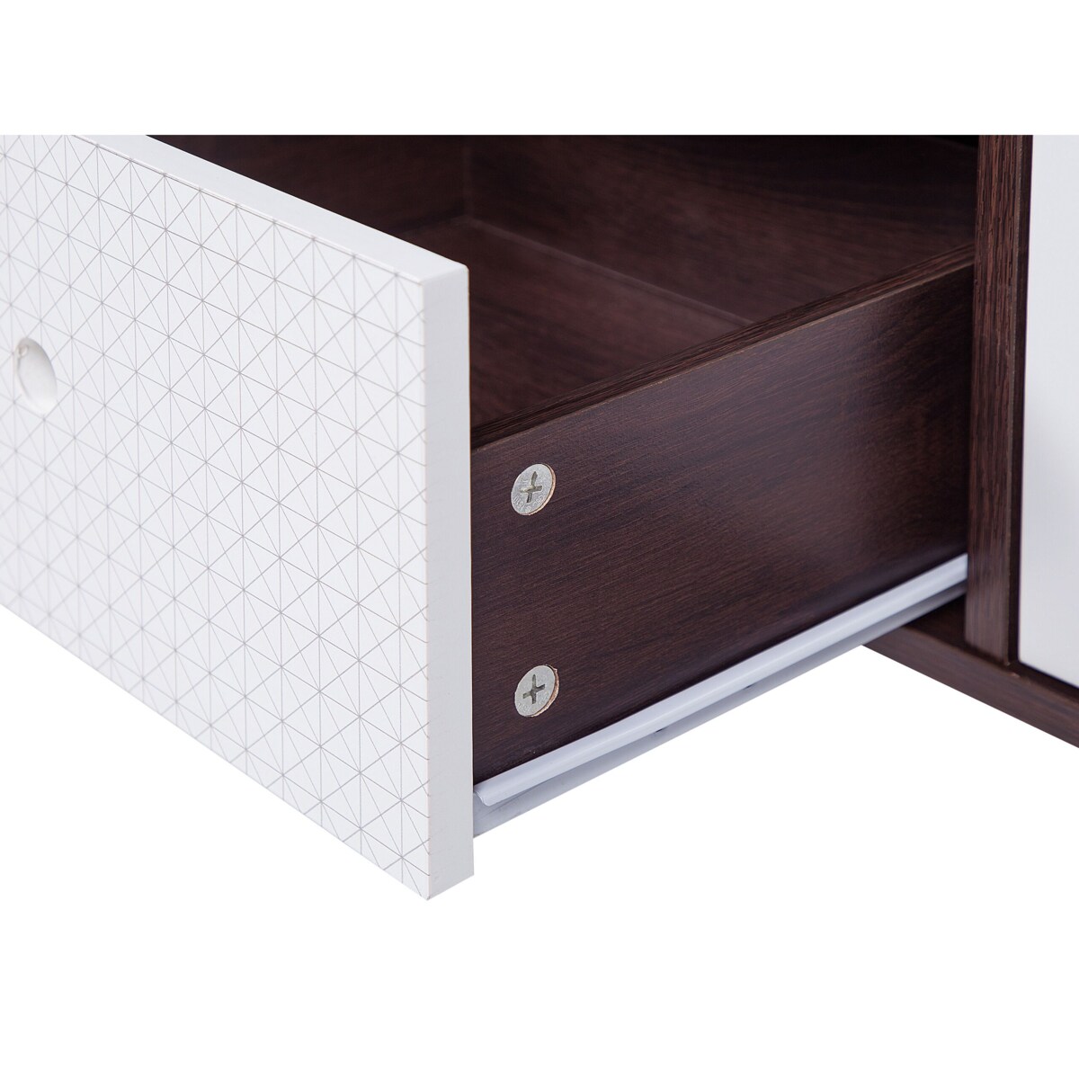 Szafka RTV ciemne drewno z białym FOSTON