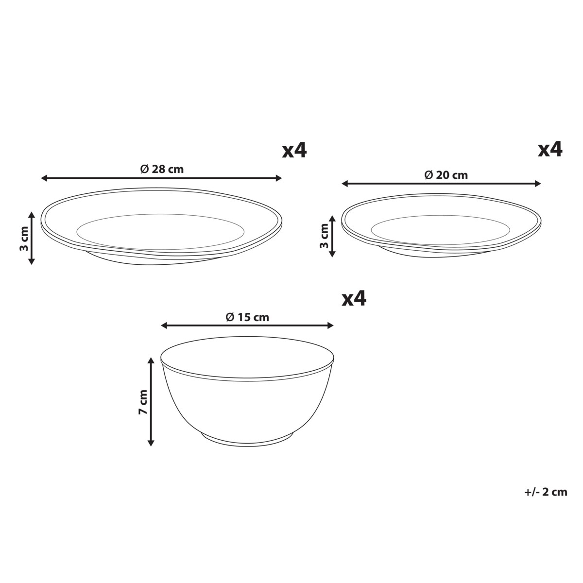 Zastawa stołowa 12-częściowa CHERVIL Kamionka Błękitny