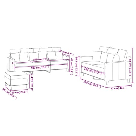 vidaXL 3-częściowy komplet wypoczynkowy, obity aksamitem, niebieski