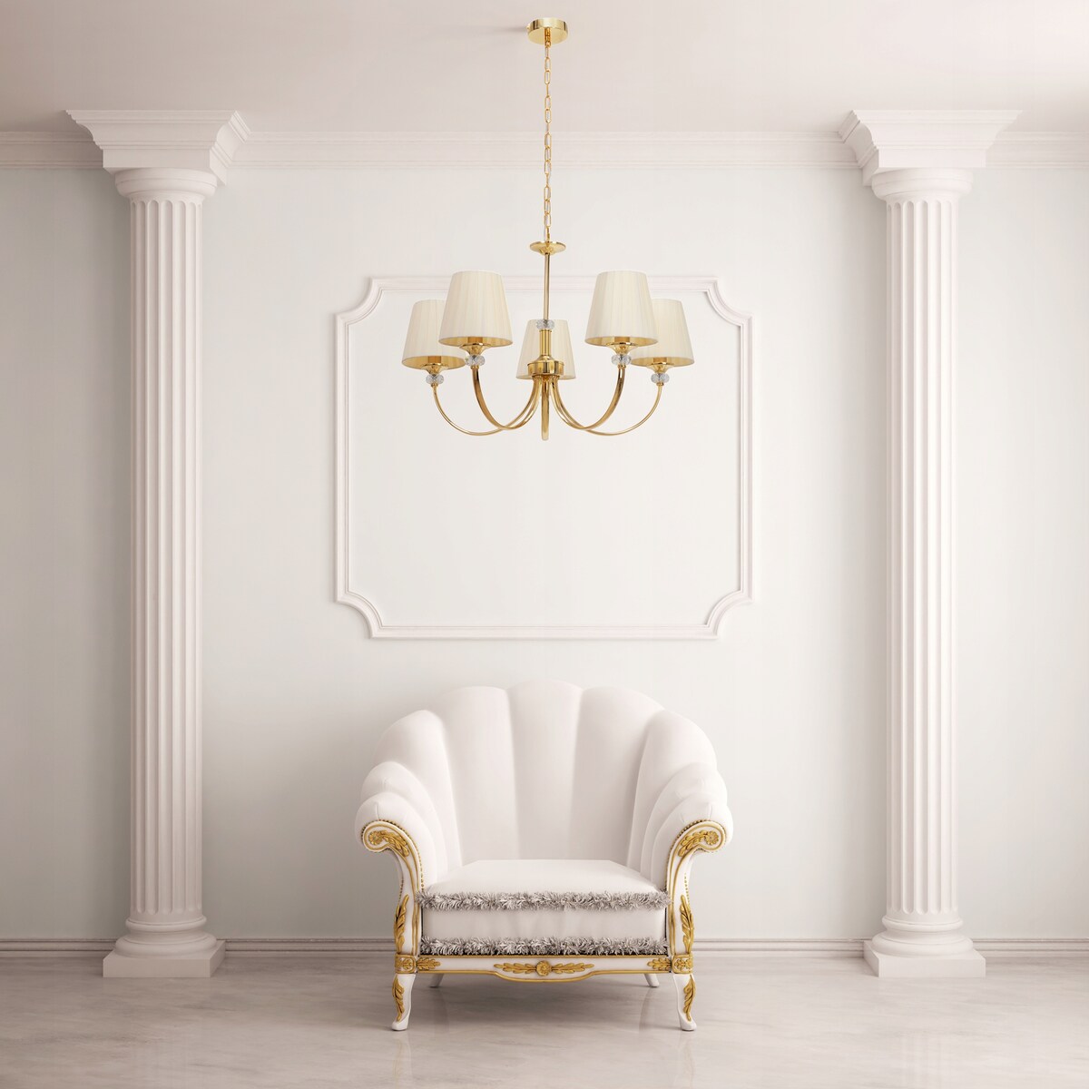Lampa Sufitowa Wisząca Metal Kryształ Złota Gold