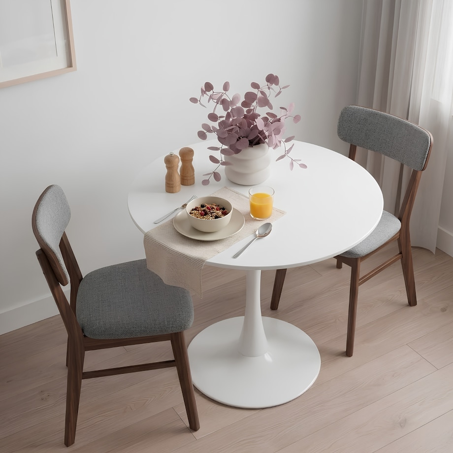 Stół okrągły do salonu jadalni 80 cm biały nowoczesny minimalistyczny
