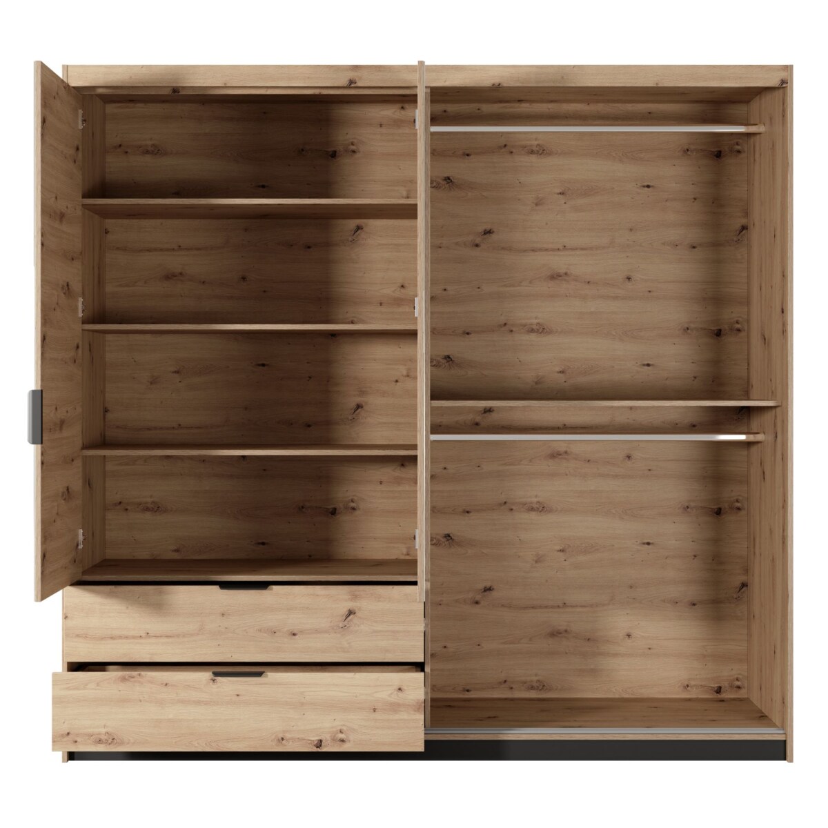 Szafa 220 ALLY z lustrem i lamelami, Dąb Artisan + Antracyt