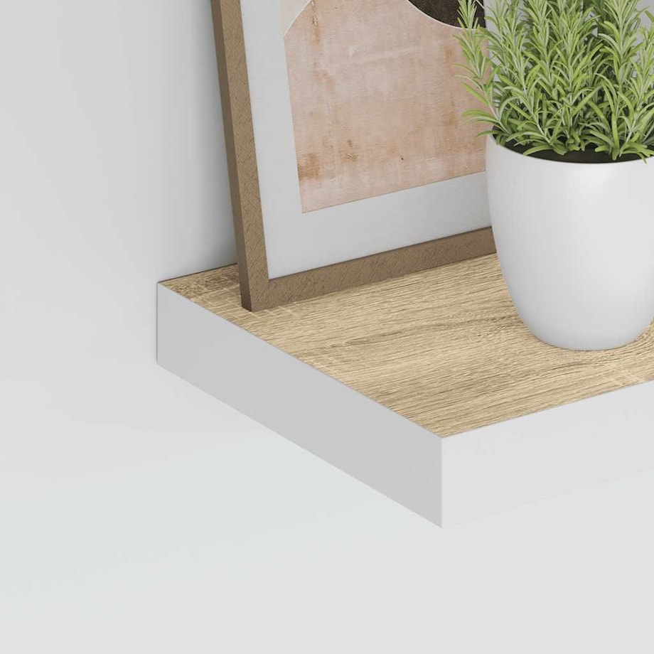 vidaXL Półka ścienna, dębowo-biała, 40 x 23 x 3,8 cm, MDF