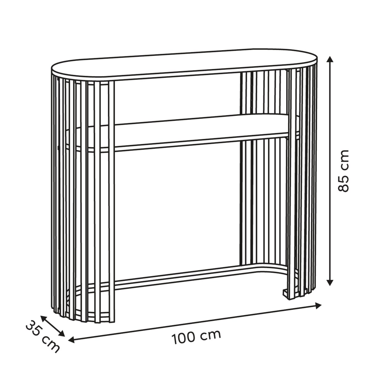 Konsola z półką, lamele, SLAT, 100 cm