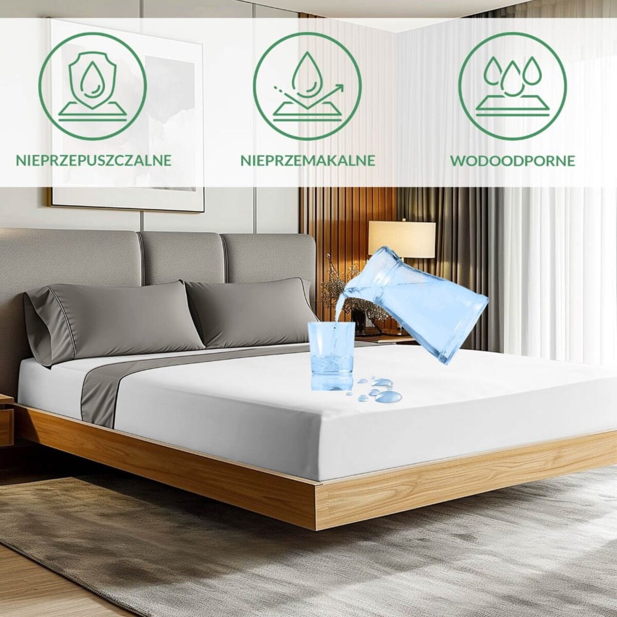 Prześcieradło ochronne wodoodporne z gumką 2w1, rozmiar 120x200 SG kolor biały