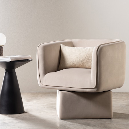 Fotel obrotowy welur jasnobeżowy Alexa