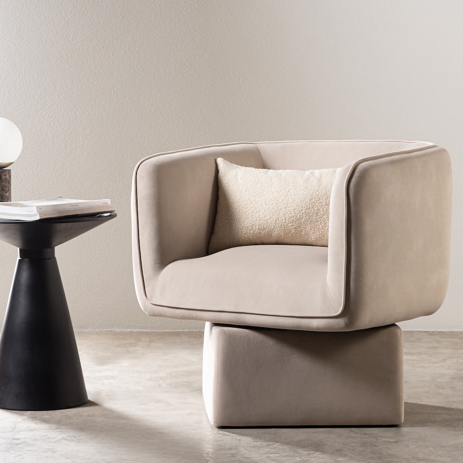 Fotel obrotowy welur jasnobeżowy Alexa