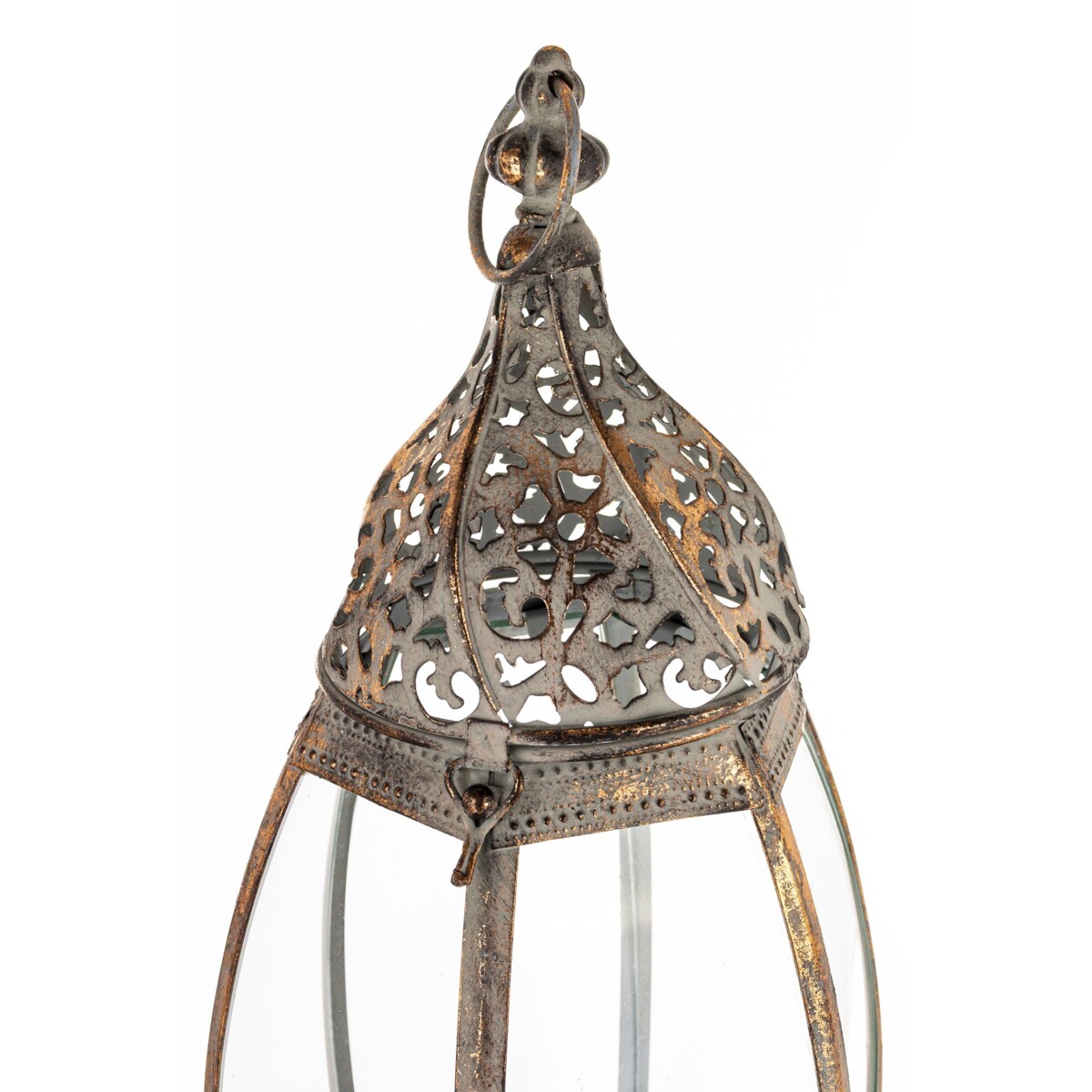 Lampion metalowy ze szkłem 53x17,5x17,5 cm OVALENA