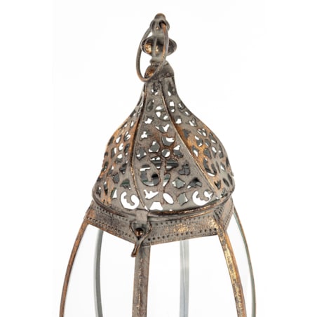 Lampion metalowy ze szkłem 53x17,5x17,5 cm OVALENA