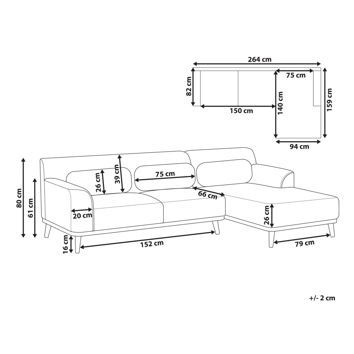 Narożnik sztruksowy lewostronny beżowy SIMOS