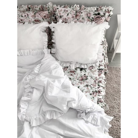 Prześcieradło Na Łóżko Bawełniane Z Ozdobną Falbanką Retro Kwiaty 180 Cm