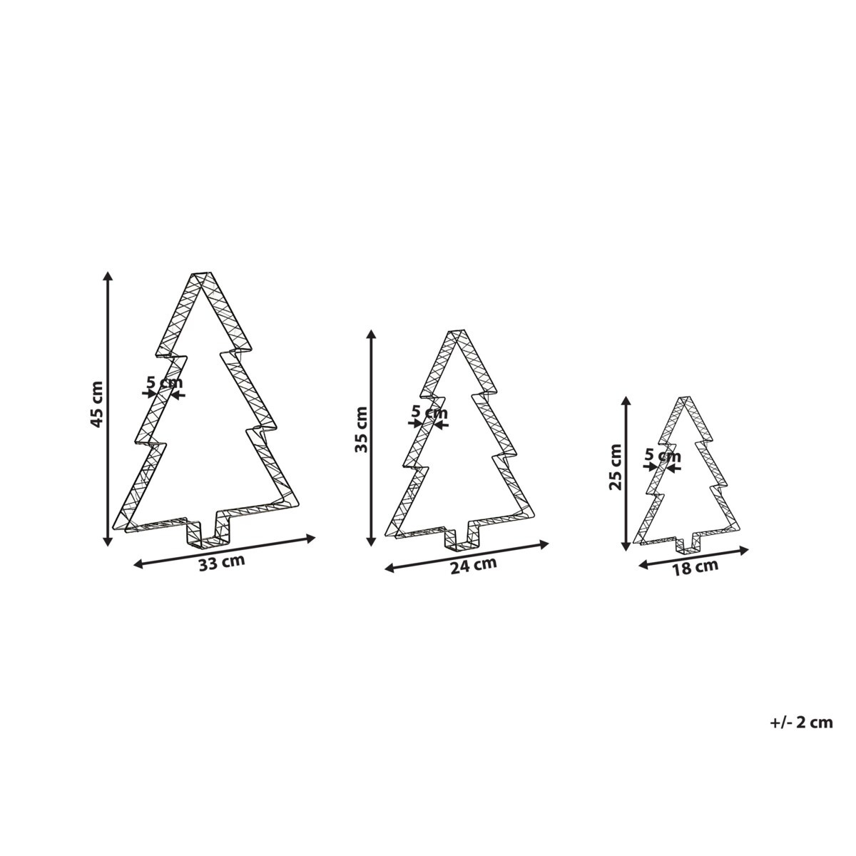 Dekoracja ogrodowa LED LOFSEN Choinka 45/35/25 cm Czarny