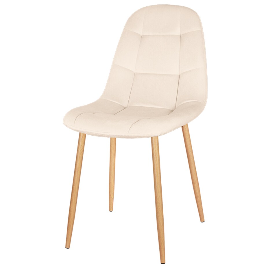 Krzesło tapicerowane welurowe beżowe do salonu jadalni pikowane