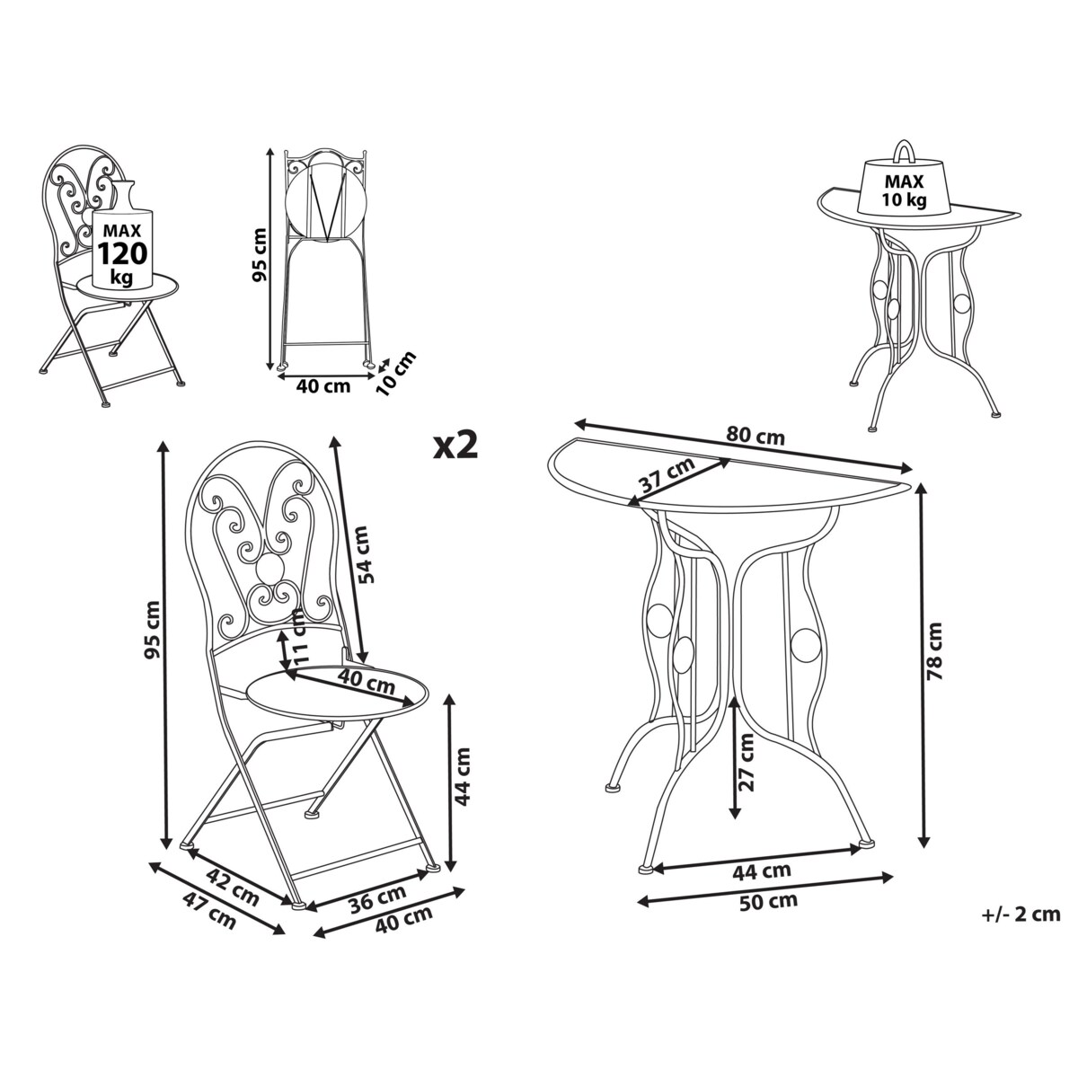 Zestaw mebli balkonowych COGGIA Metal Jasnobeżowy