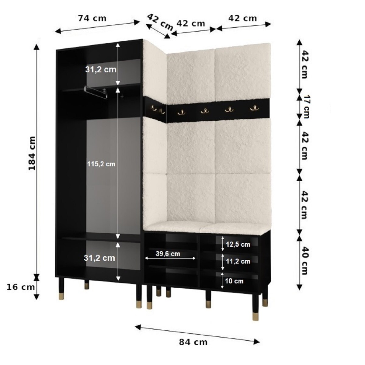 Garderoba do przedpokoju Abiks PALERMO 14 kaszmir+poso100
