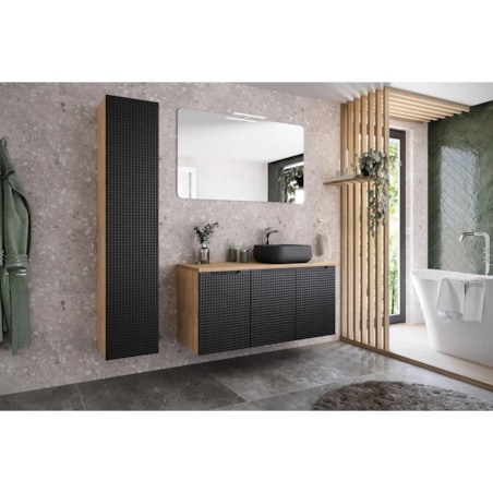 Szafka łazienkowa LUXOR BLACK 80-01-1D 35cm dąb olejowany/czarna