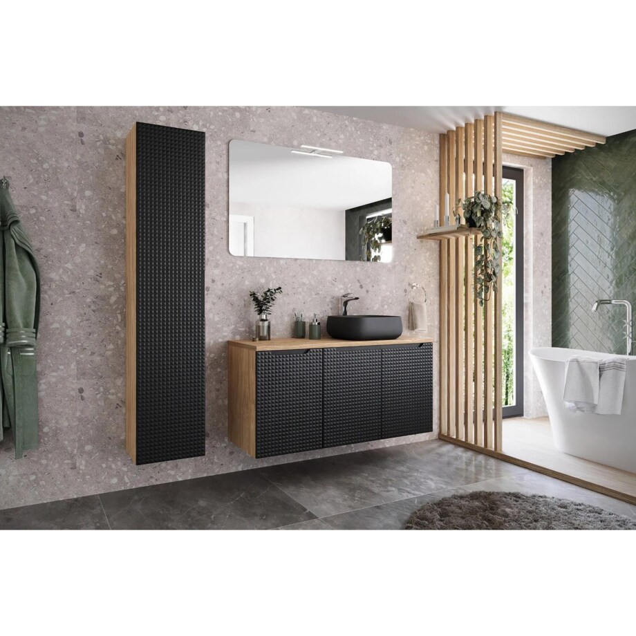 Szafka łazienkowa LUXOR BLACK 80-01-1D 35cm dąb olejowany/czarna